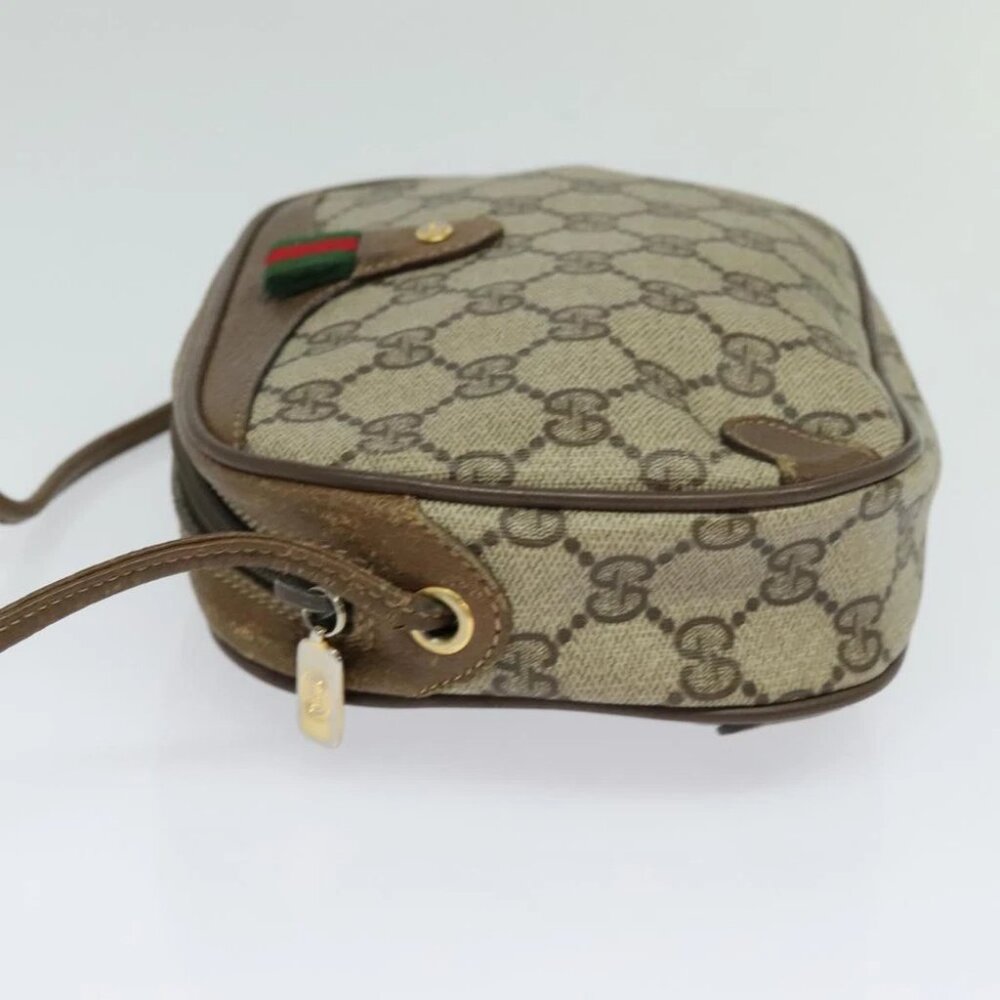GUCCI GG Supreme Web Sherry Line Bag PVC Beige Gold - Picture 5 of 15